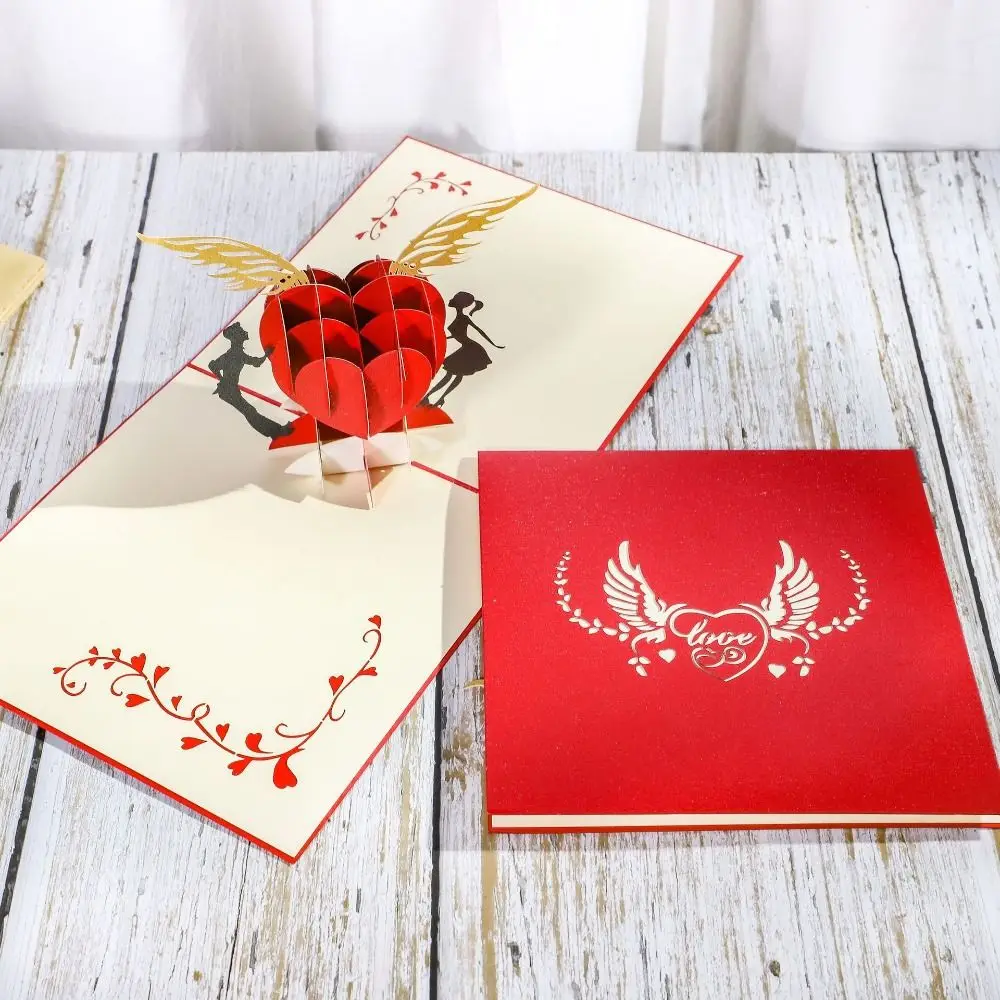 Appreciation Card Foldable Flying Love Greeting Card Romantic Paper 3D Pop-Up Gift Card Elegant Message Card Wedding Decor