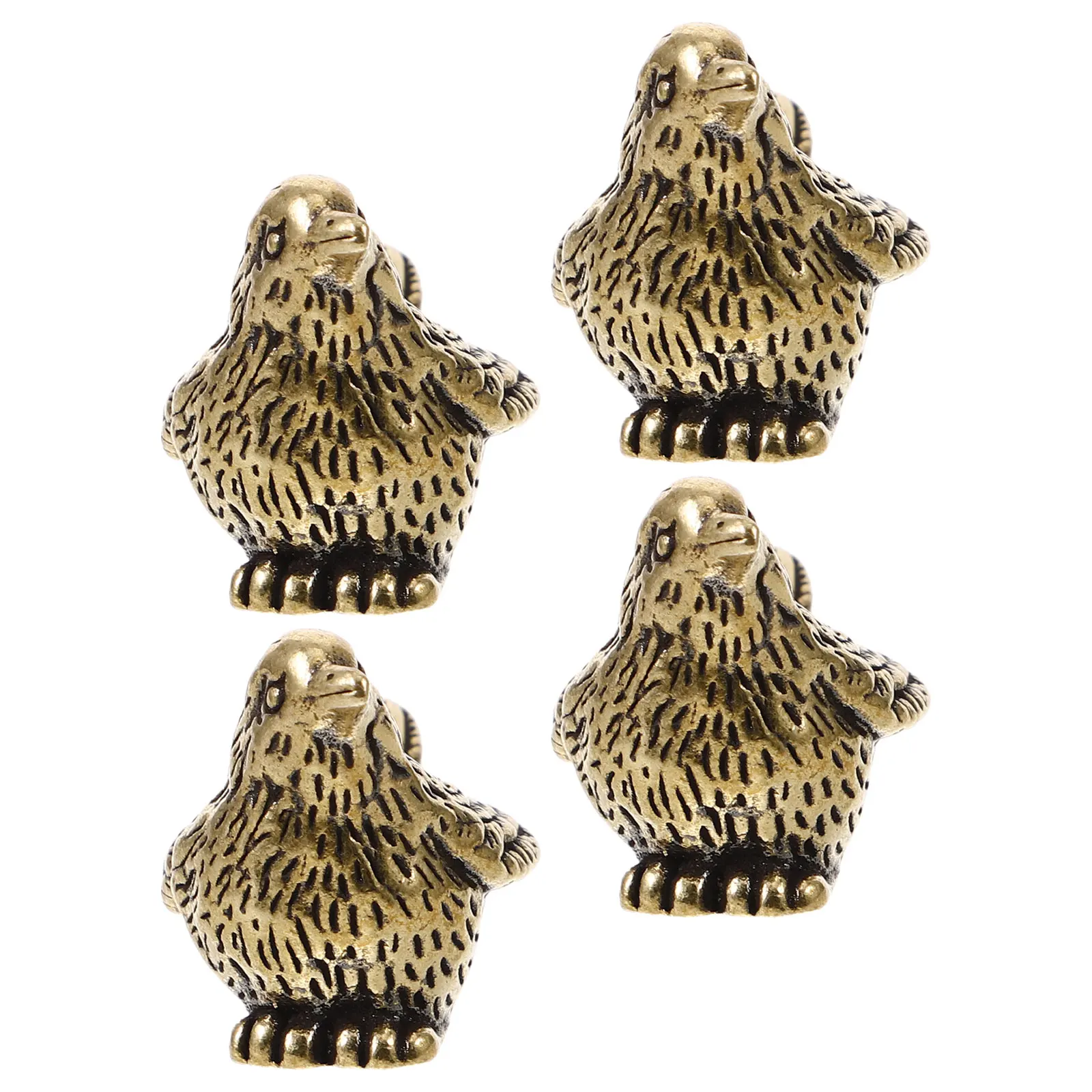 

4Pcs Mini Brass Bird Statue Retro Style Small Animal Figure for Desk Decor Vintage Home Brass Ornaments