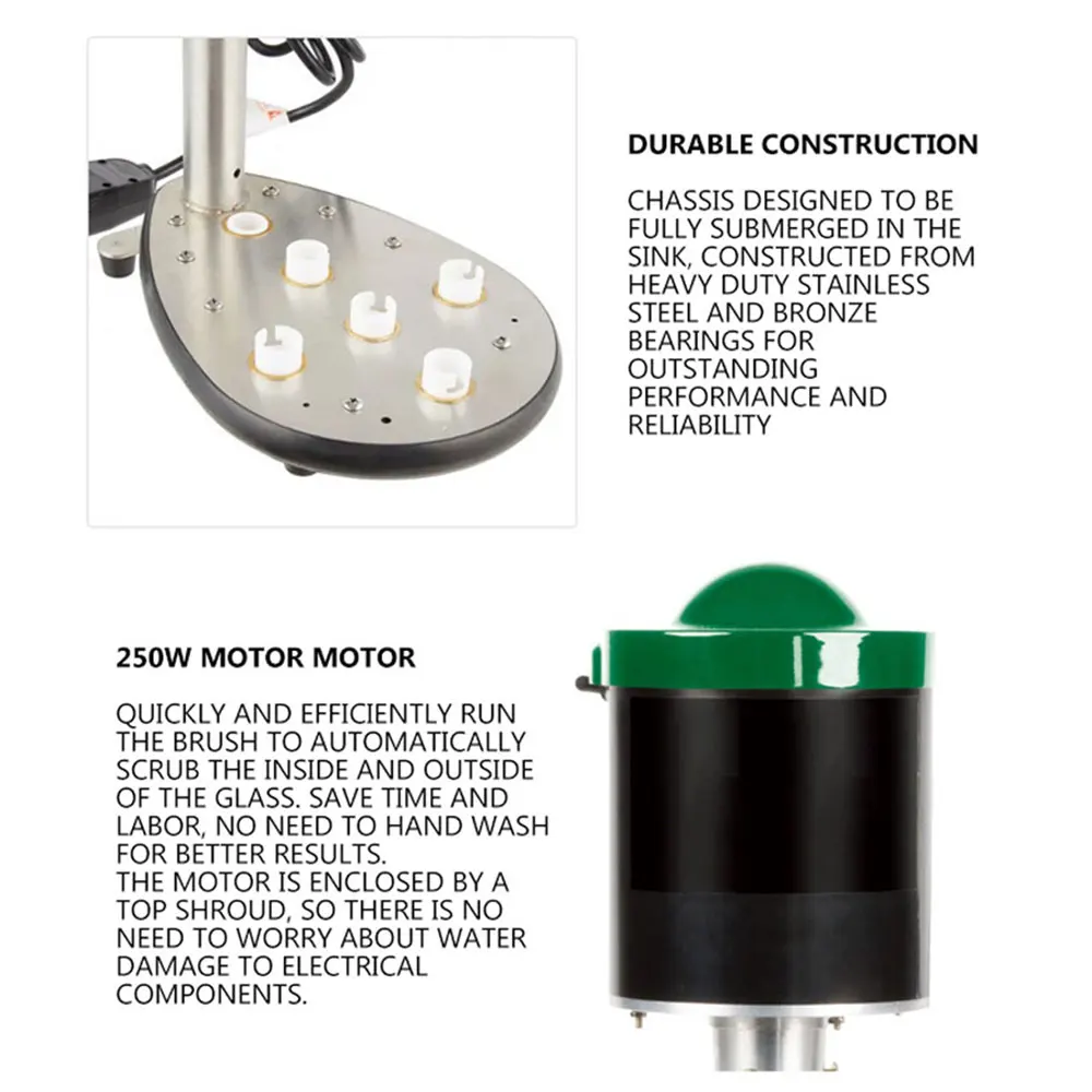 Lavatrice per vetro commerciale spazzola morbida elettrica rondella per tazza Bar ristorante cucina macchina per la pulizia del bicchiere da vino vajilla