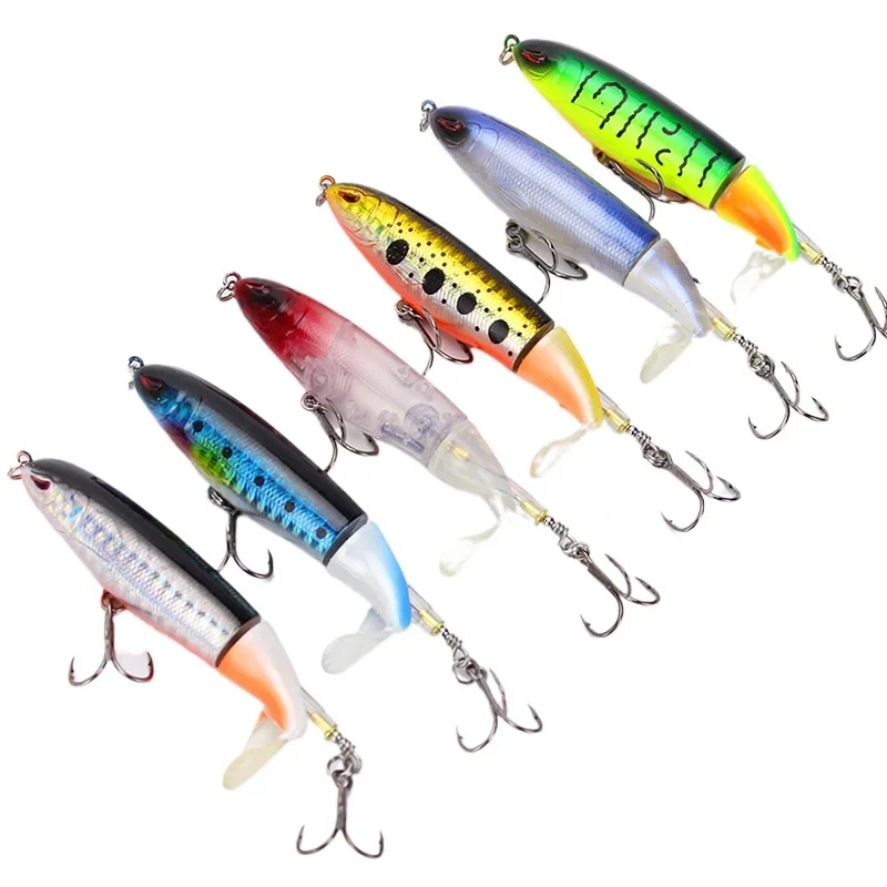 

ALASICKA ABS Material Cubic Body Pencil Propeller Tractor 9cm/13g Surface Lure Belly with Two Weights Self-barbed Hooks