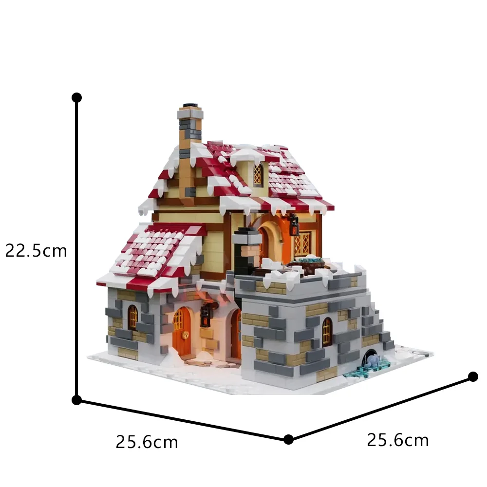 Bloques de construcción MOC para niños, juguete de ladrillos para armar la taberna bajo la nieve, serie Medieval de invierno, ideal para regalo