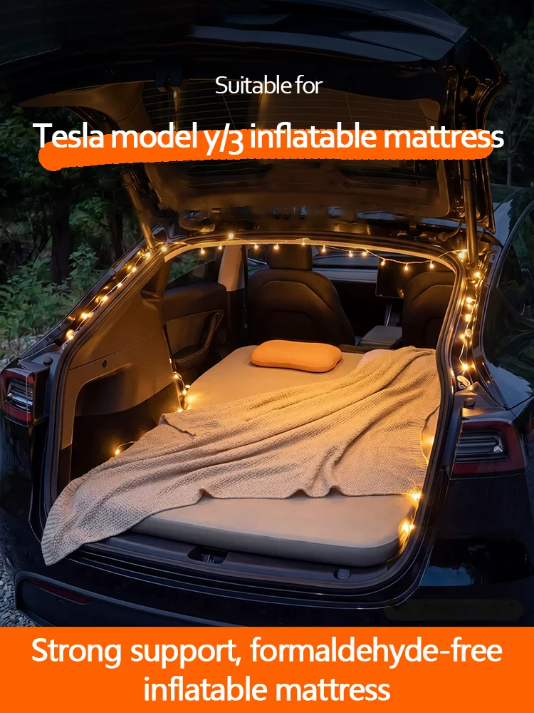 Suitable For Tesla Model Y Car Brushed Inflatable Mattress, Outdoor Camping Family Car Sleeping Pad, Nap Mattress And Travel Bed