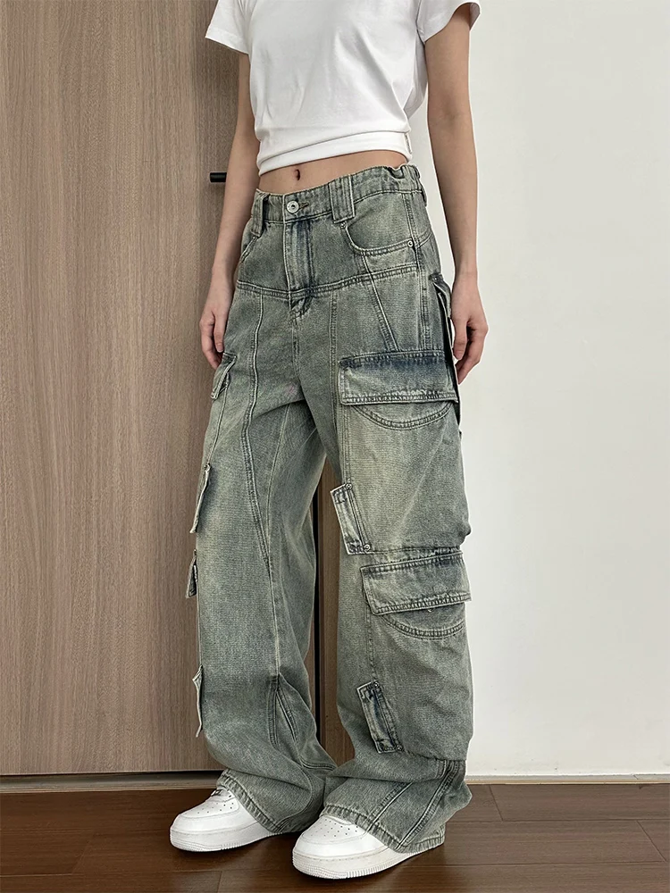 Masdren الأمريكية الرجعية عمال الدنيم السراويل الرجال فضفاضة تناسب متعدد كيت كلينفيت السراويل الطويلة عارضة الشباب Faion الجينز #3