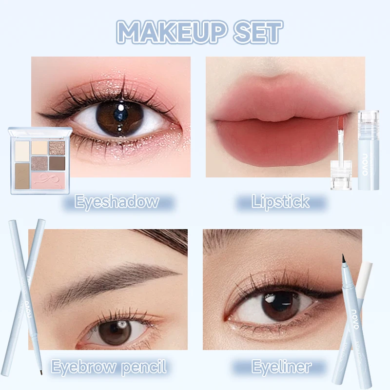 مجموعة مكياج للفتيات المراهقات، مجموعة هدايا مكياج جميلة، تتضمن أحمر الشفاه، ولوحة ظلال العيون، وكحل العيون وقلم الحواجب