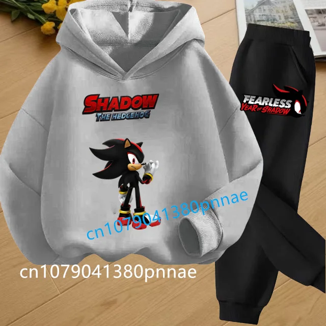 Juvenil Anime película caliente Sonic conjunto con capucha para niñas sudaderas con capucha pantalones 2 uds niños dibujos animados adolescentes chándales ropa para niños traje deportivo