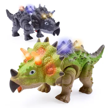 Juguetes de dinosaurios Triceratops, modelo de dinosaurio que camina, Colección eléctrica interactiva, modelo Animal, juguetes para niños, regalos de cumpleaños