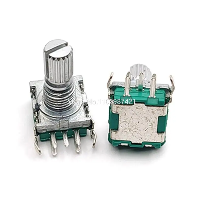 2 Piece EC11 Audio Digital Potentiometer Rotary Encoder 20 Bits Flower Shaft Length 15MM Horizontal Side Adjustment With Switch