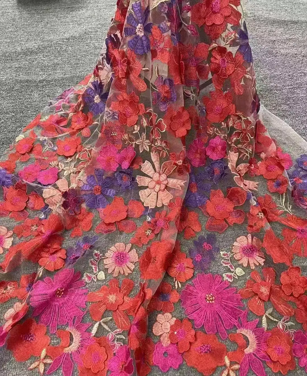 أقمشة الدانتيل الزهور الملونة لفساتين القماش DIY والإكسسوارات والمنسوجات المنزلية