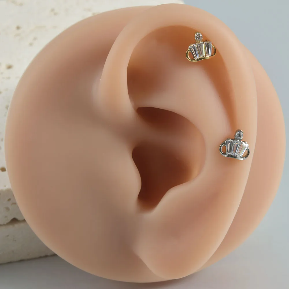 Women's Titanium CZ Ear Cartilage Labret Stud Earring