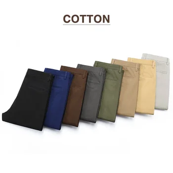 97% Cotton Men's Casual Pants Autumn Fashion Comfortable Elastic Slim Straight Business Trousers Black ArmyGreen Khaki 6 97% Cotton Men's Casual Pants Autumn Fashion Comfortable Elastic Slim Straight Business Trousers Black ArmyGreen Khaki 6