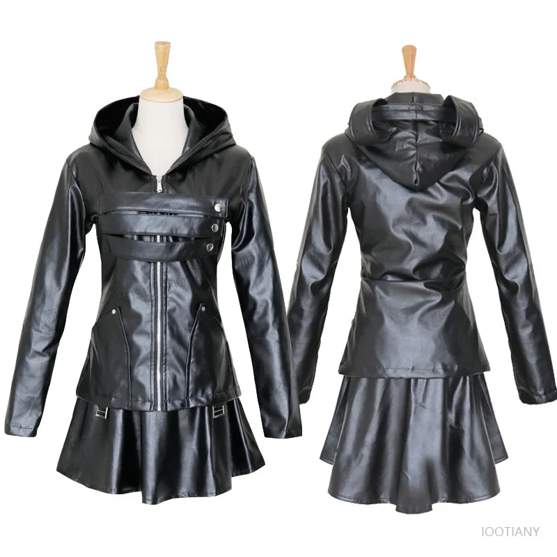 

Anime Corpse-eating Demon Cosplay Costume Full Uniform Pu Leather Black Dress Hoodie Women's Halloween Fighting Dress Suit