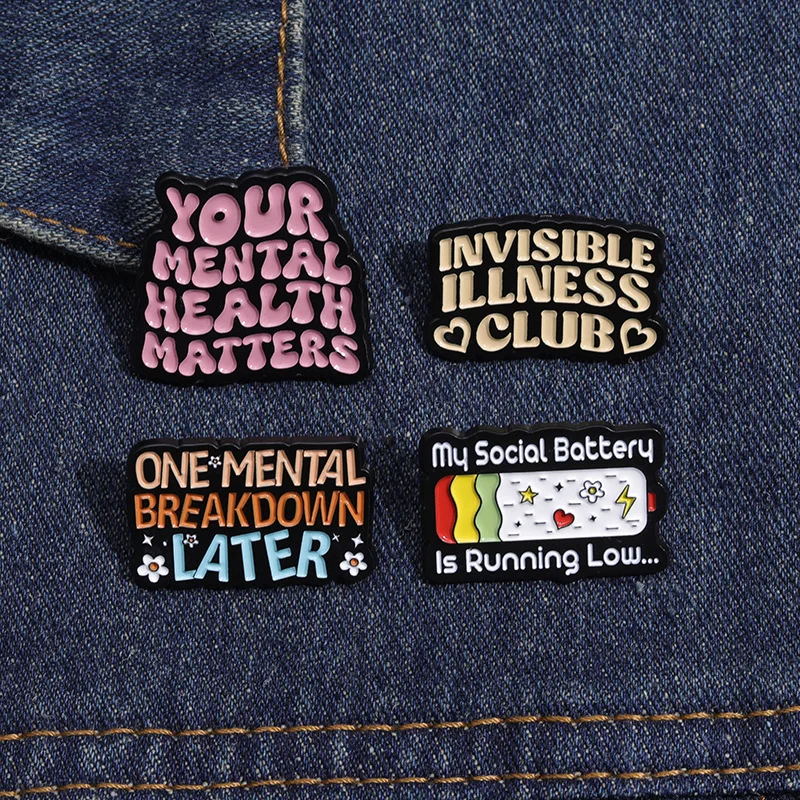 Mental Health Enamel Pins Custom Make Your Mental Health a Priority Brooches Lapel Badges Fun Quote  Jewelry Gift for Friends