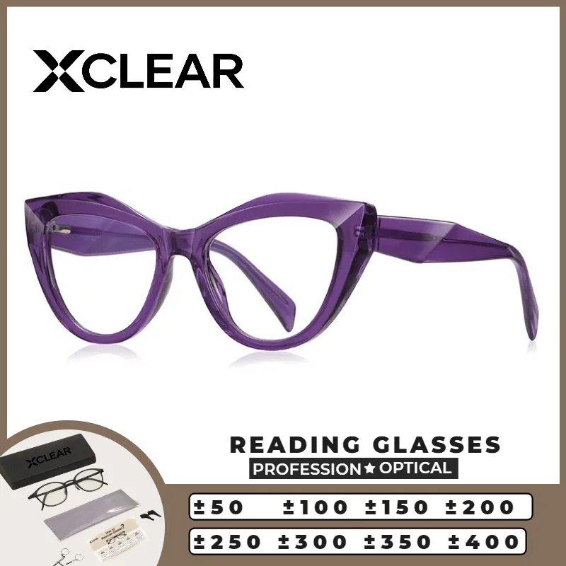 

Xclear Classic Durable Classic Full Rim Cat Eye Reading Currents Anti Blue Ray Vintage Progressive Prescription Optical Eyewear