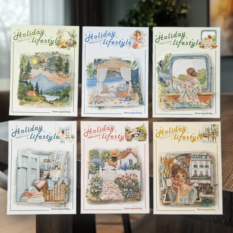 

1pack/3pack Holiday Lifestyle PET Sticker Pack 6 European Style Scenes for Fresh Collage 150*92mm