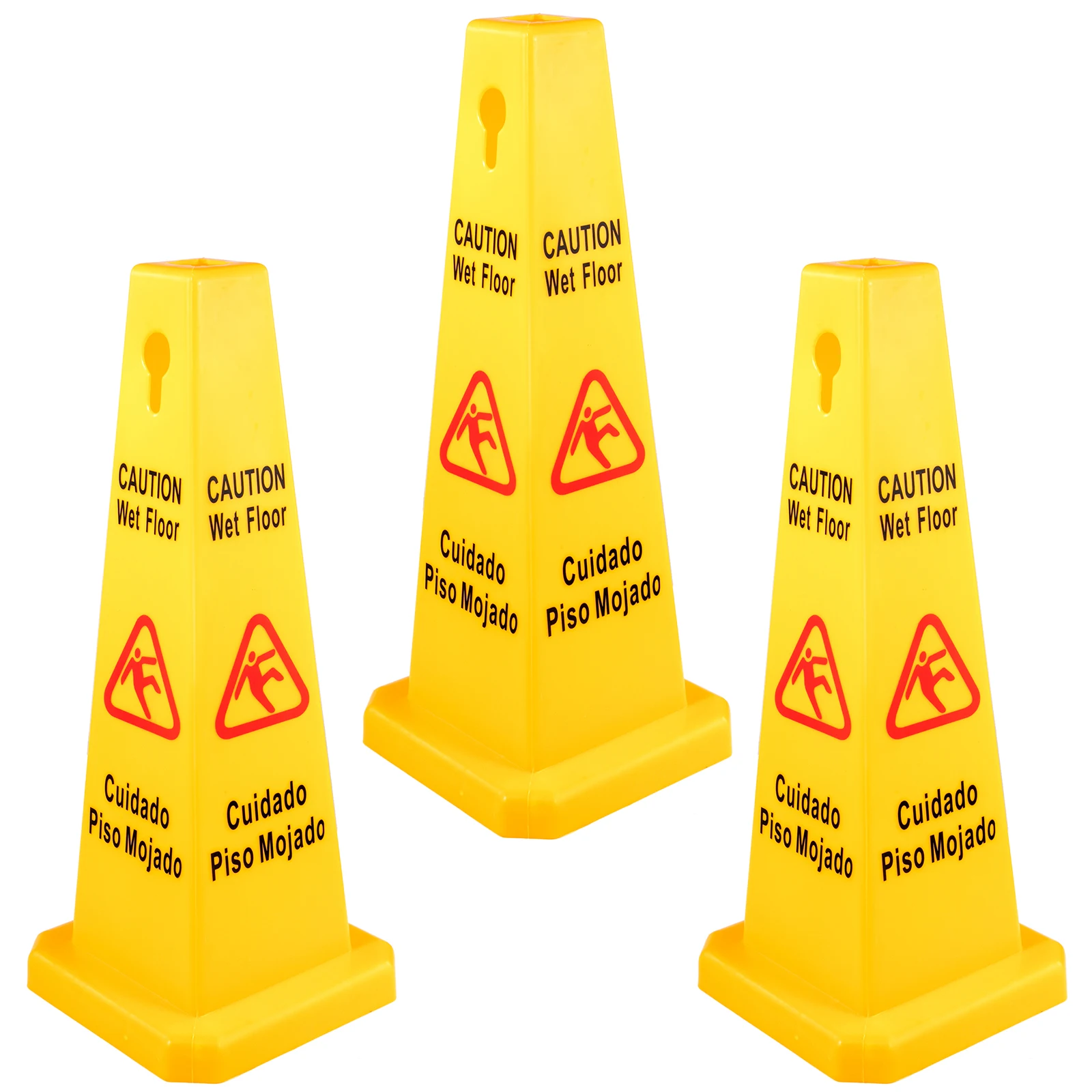 

VEVOR 3/6 Pack Floor Safety Cone 4 Sided Yellow Caution Wet Floor Signs Bilingual Safety Wet Floor Cones for Indoors & Outdoors