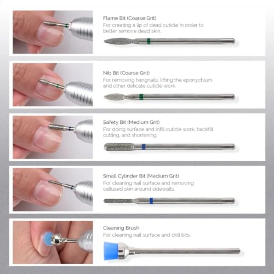 10 stks nagelboren set 3 32 inch diamant nagelriem nagelbits kit voor nagelboor EFile manicure pedicure remover gereedschap voor acry