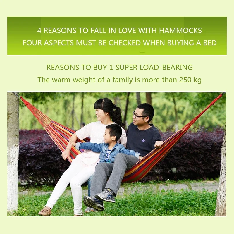 Portable Double Single Outdoor Equipment Camping Canvas Hammock Home Garden Hammock Travel Camping Swing With Rope Hammock