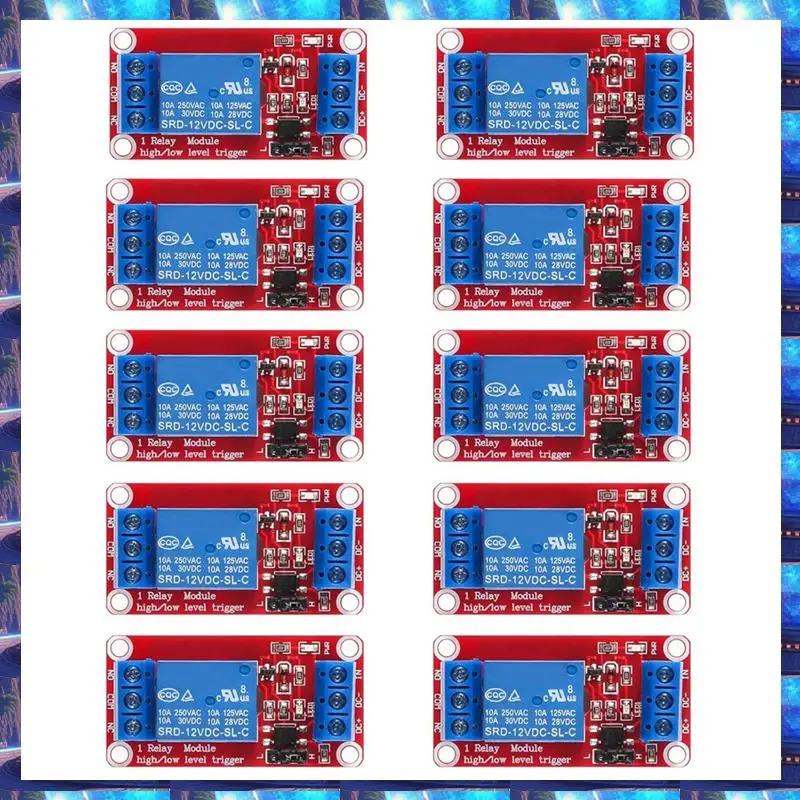 2025 10Pcs Relay Module DC 12V Relay Board 1 Channel With Optocoupler Isolation Support High Or Low Level,10Pcs Relay Module DC