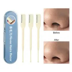 1set Double Sided Nose Hair Knife Manual Nostril Cleaning Nose Hair Trimmer 360 Degree Rotate Nostril Cleaning Scissors
