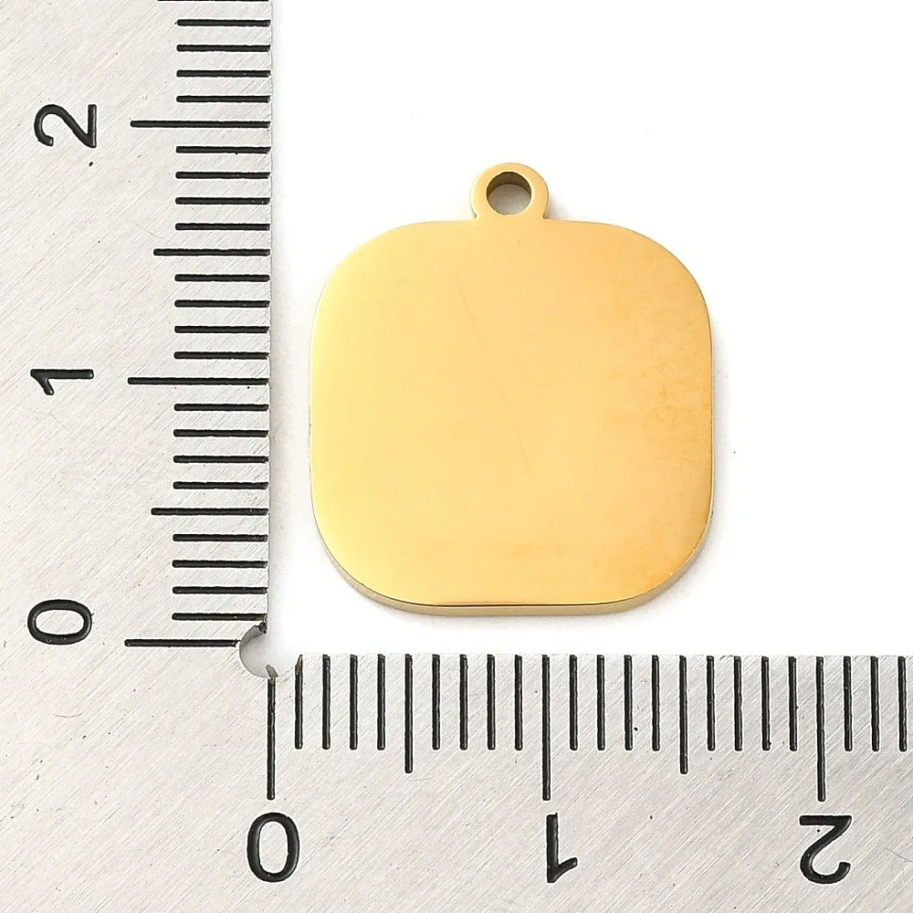 2pcs Ion Plating(IP) 304 Stainless Steel Enamel Pendants Laser Cut Square with Mountain Charm    17x15x1.5mm Hole: 1.5mm