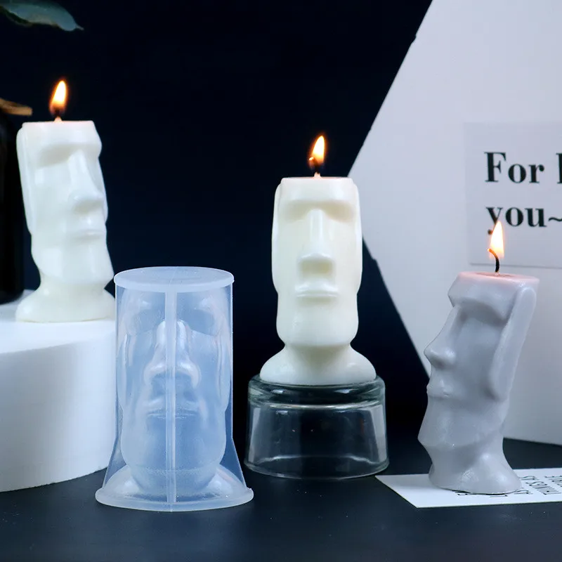 3D Easter Island Giant Candle Silicone Mold Portrait Style Scented Candle Plaster Wax Mold DIY Human Body Abstract Candle Mold