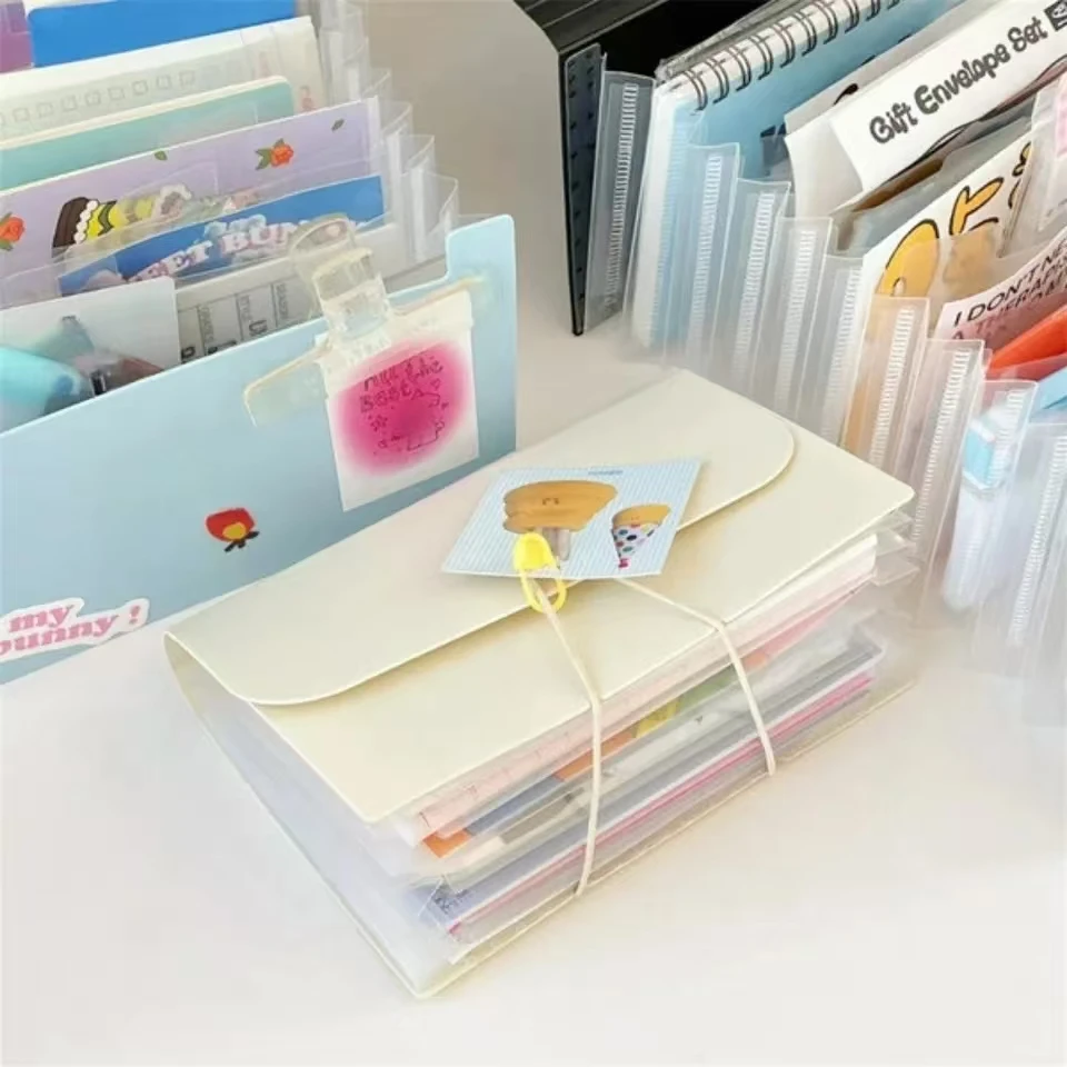New Solid Color A6 Folder 12-layer Multi-layer Storage Folder Shrinkable Large-capacity Storage Bag