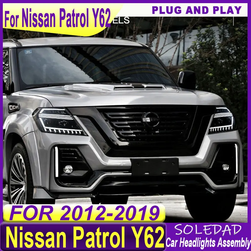 for Nissan Patrol 2012-2019 Y62 LED DRL Sequential Moving Turn Signal Styling Head Light LED Lens Auto Car Headlights Assembly
