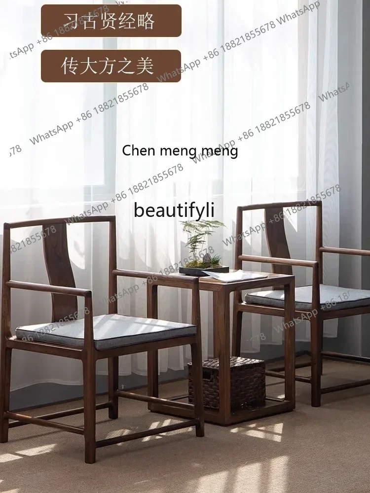 cc182l Armchair Palace Chair Three-Piece Solid Wood round-Backed Armchair Black Walnut Wooden Chair in Chinese Antique Style