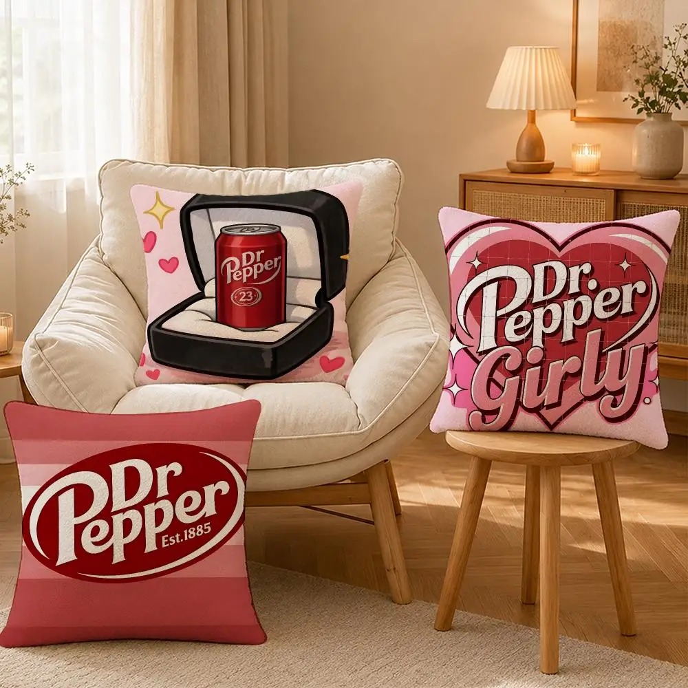 Drink Dr Pepper Soda Vintage Cushion Cover Personalized Short Plush Cushion Cover Sofa Pillowcase Bedroom Home Decor Gift