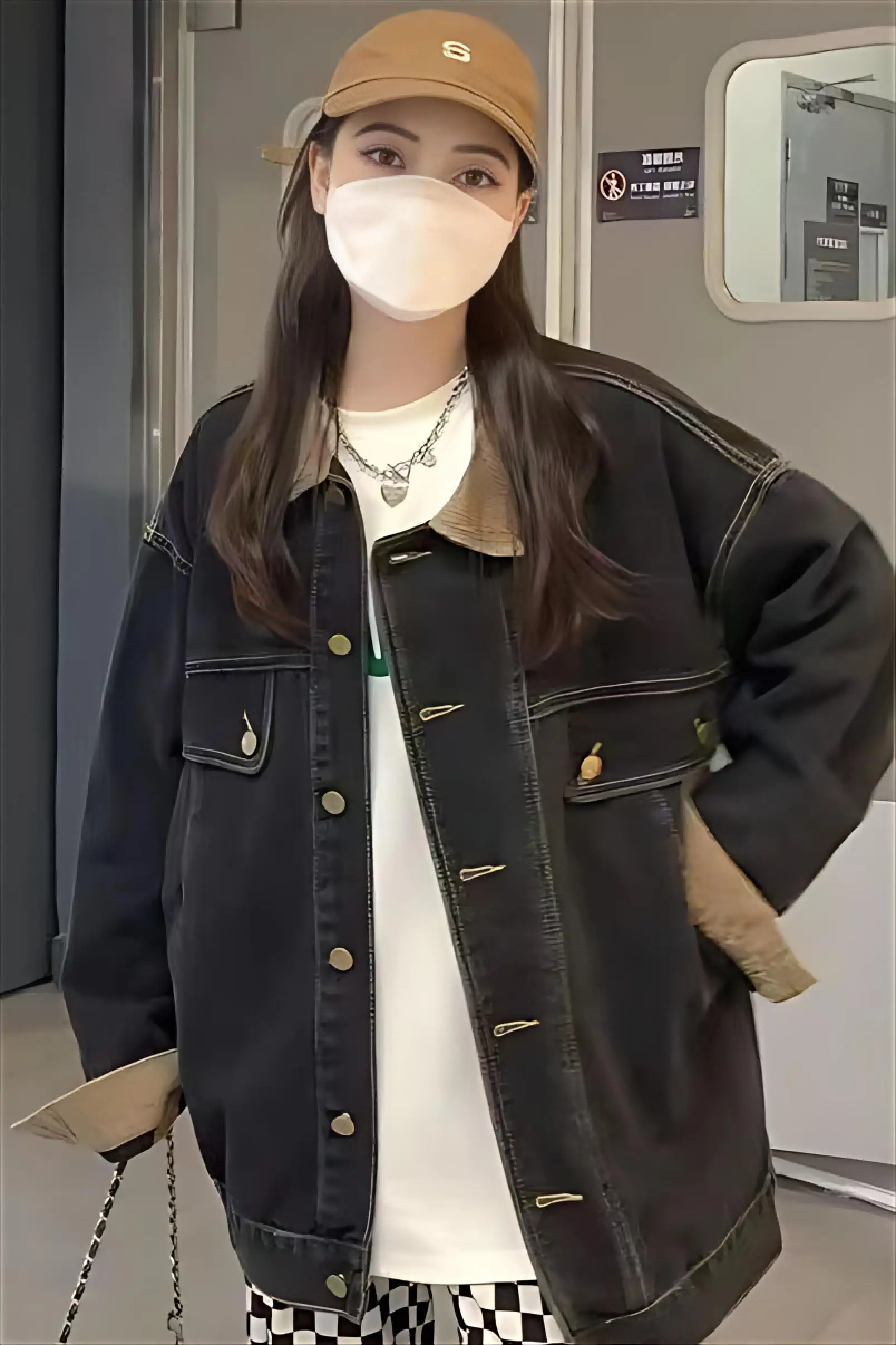 

Denim Coat Fur Womens Winter Steampunk Quilted Snap Button Waist-Cinching Plush Hooded Cozy Fleece-Like Flared Layered Jackets