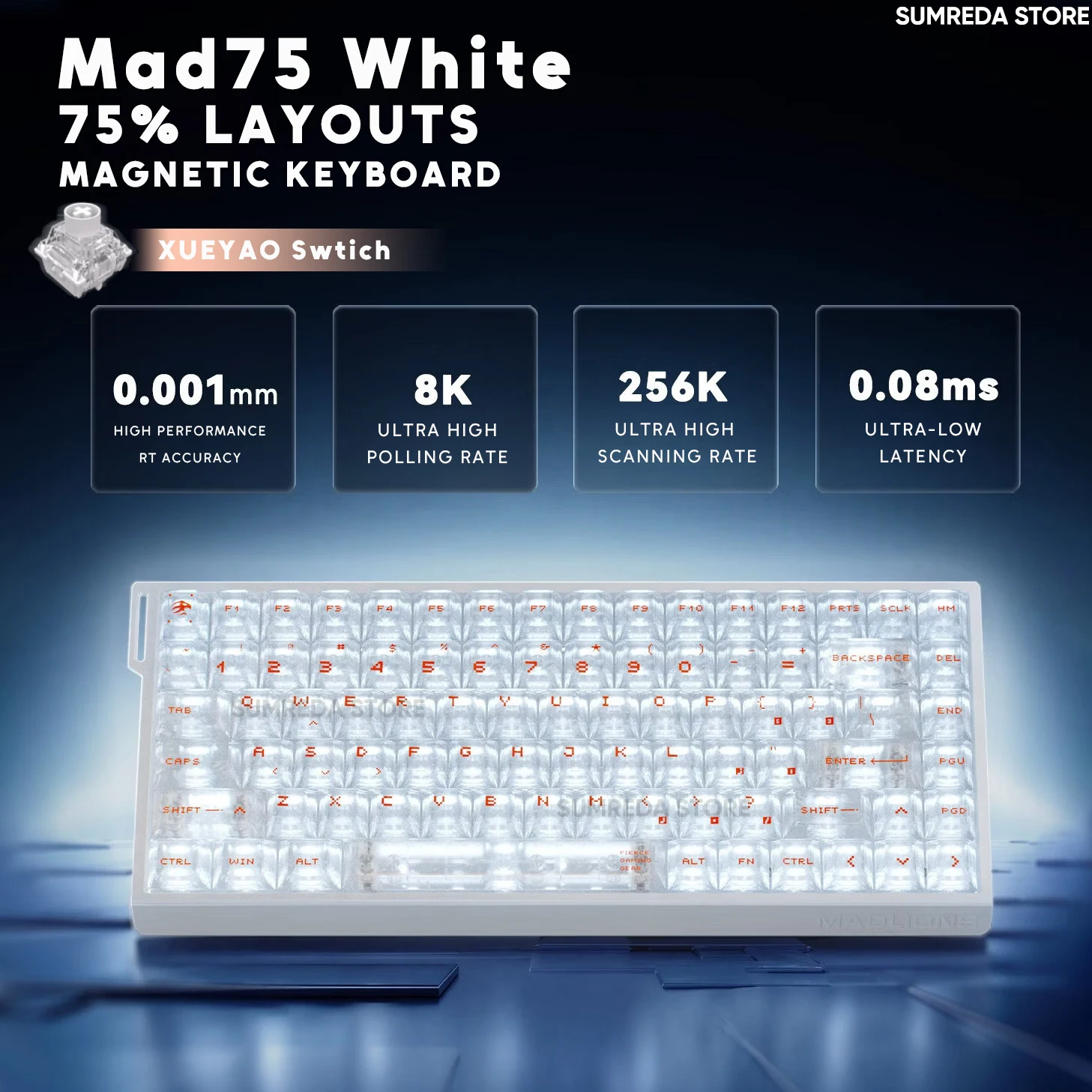 Madlions Mad75 Mad 75 Mad60V2 Mad68V2 Wired Magnetic Gaming Mechanical Keyboard RT0.001mm 8K 0.125ms Delay Dual LED RGB Keyboard