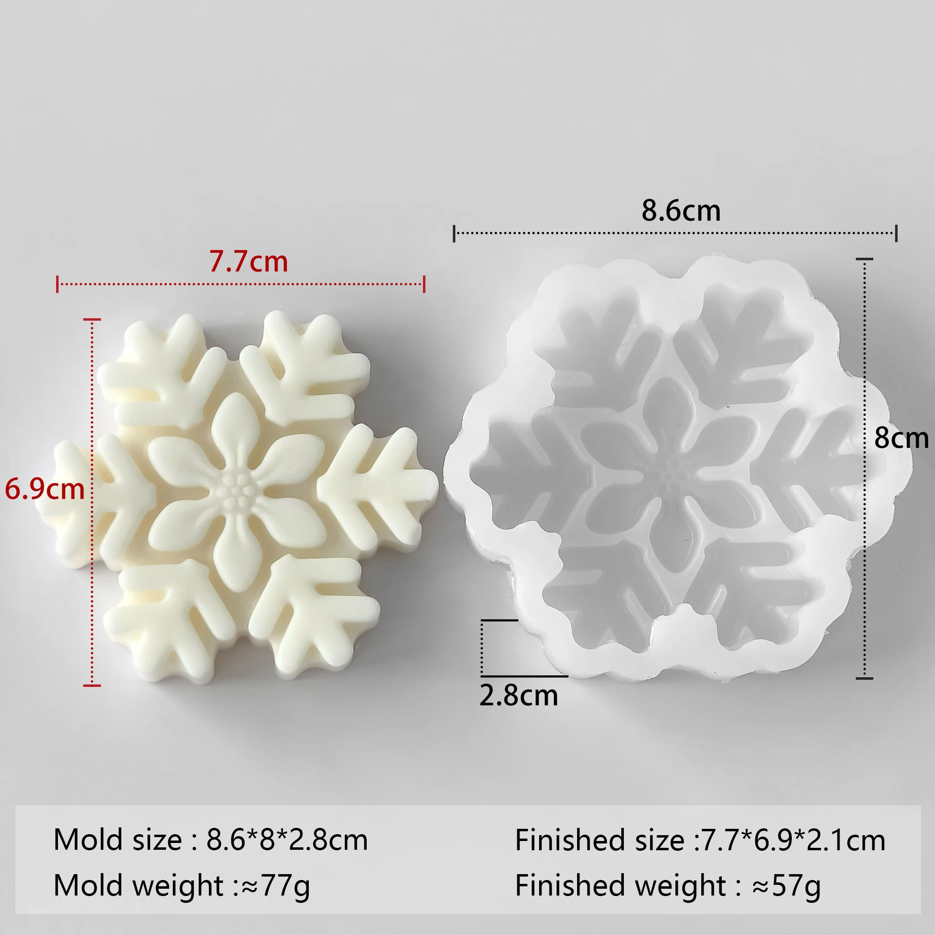 Schneeflocken-Kerzenform aus Silikon DIY Weihnachtsseife Wachsschmelzform Aromastein-Deko Handgemachtes Bastelgeschenk Heimdekoration Feiertagsornament – Detail 8