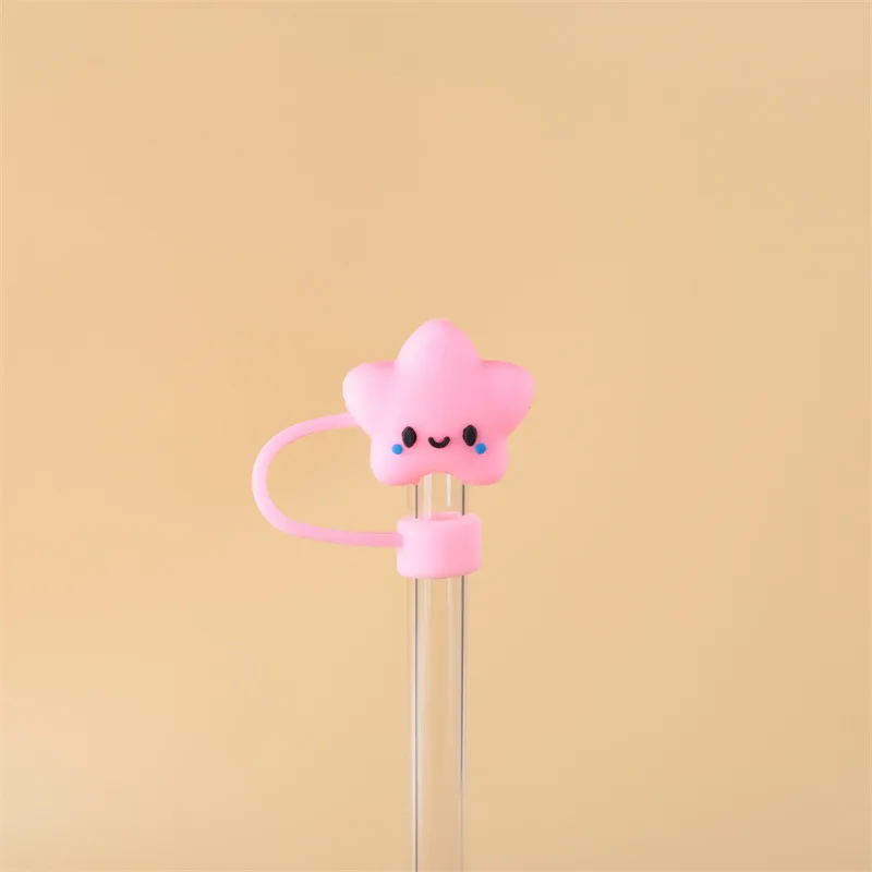 Flower Stars Shaped Straw Cap Elegant Straw Dust-Proof  Silicone Topper Cover Reusable Tips Universal 10mm Straw Cup Accessories