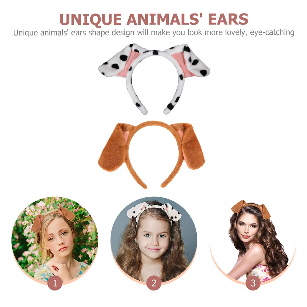 

2Pcs Puppy Headb Hair White Yellow Smooth Surface Comfortable Not Easy Fall Off Unique Animals Ears Shape Lovely Eye
