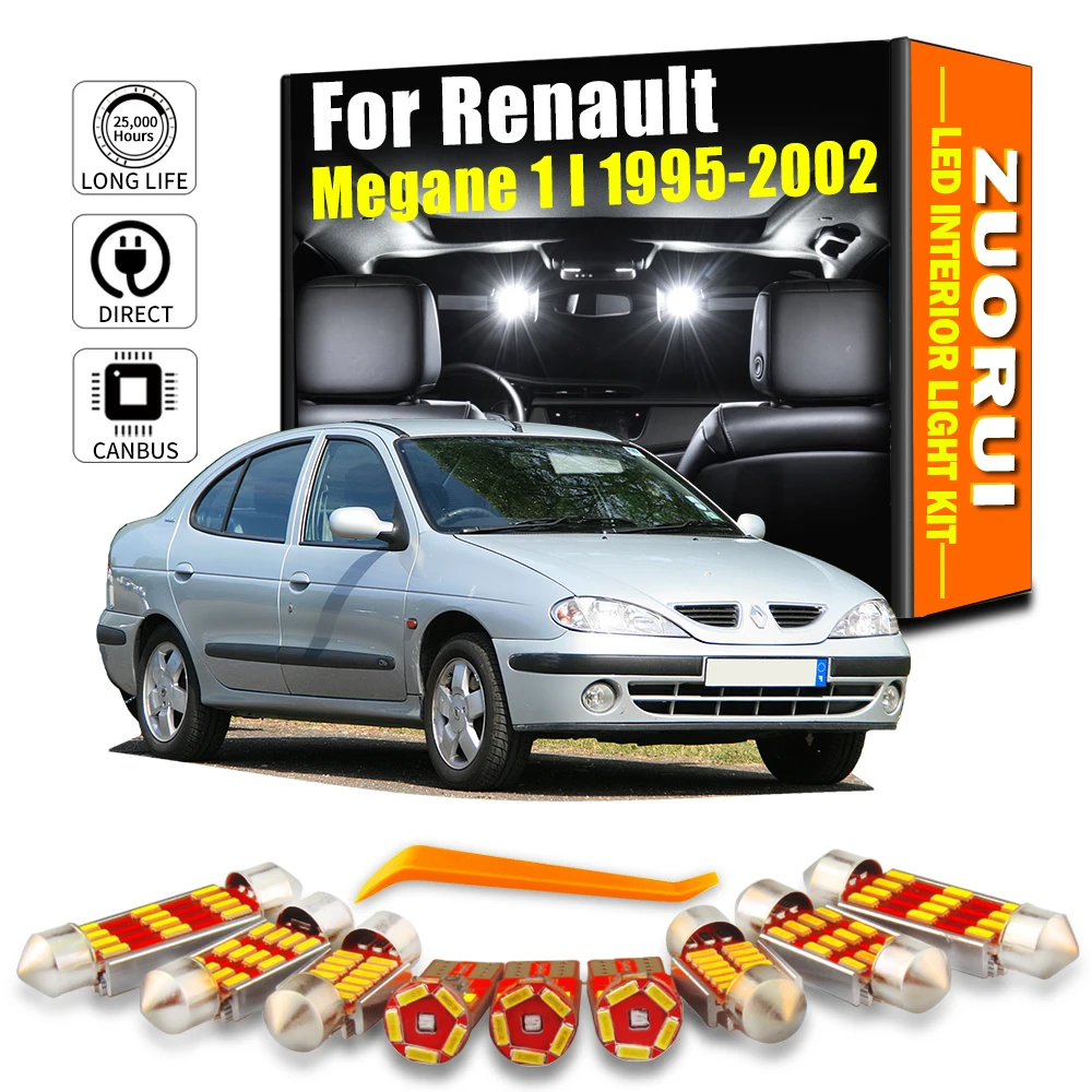 

10 шт. автомобильный светодиодный комплект внутреннего освещения с картой для Renault Megane 1 I MK1 1995 1996 1997 1998 1999 2000 2001 2002 лампа для чтения багажника