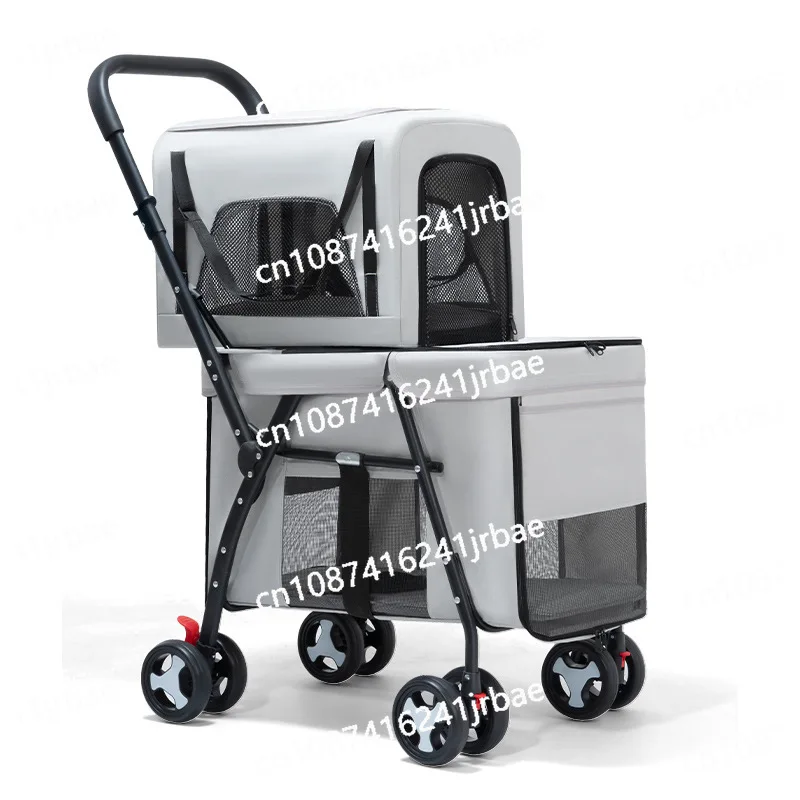 

Double Deck Pets Stroller Folding Dog Cat Strollers Ventilation Portable Carriers Outdoor Travel Pet Products Supplies