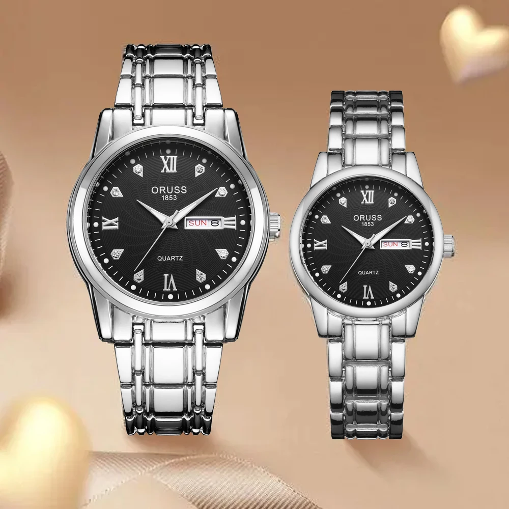 High-end couple watch Sen small women's watch foreign fashion trend men's watch double calendar durable couple watch