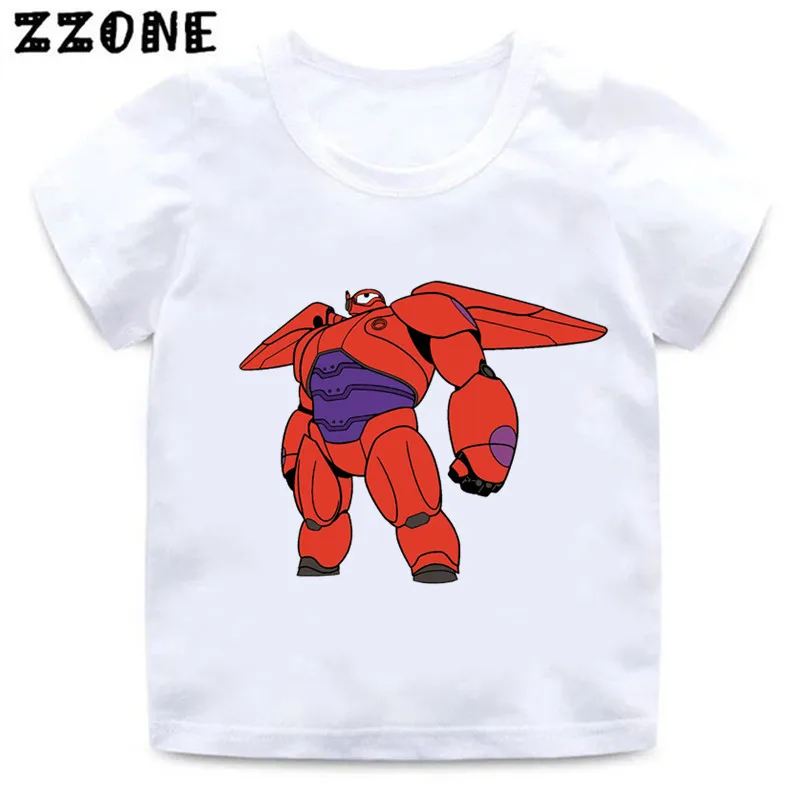 Hot Sale Movie Big Hero 6 Print Kids T-Shirts Cartoon Baby Girls Clothes Boys Summer Casual White O-Neck T shirt Children Tops