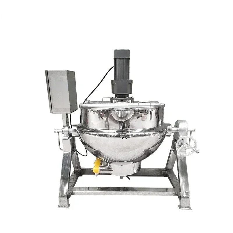 

Cross-borderStainless Steel 50L- 600L Industrial Jacketed Kettle With Agitator Sanitary Porridge Soup Boiler Mixing Cooking Jac
