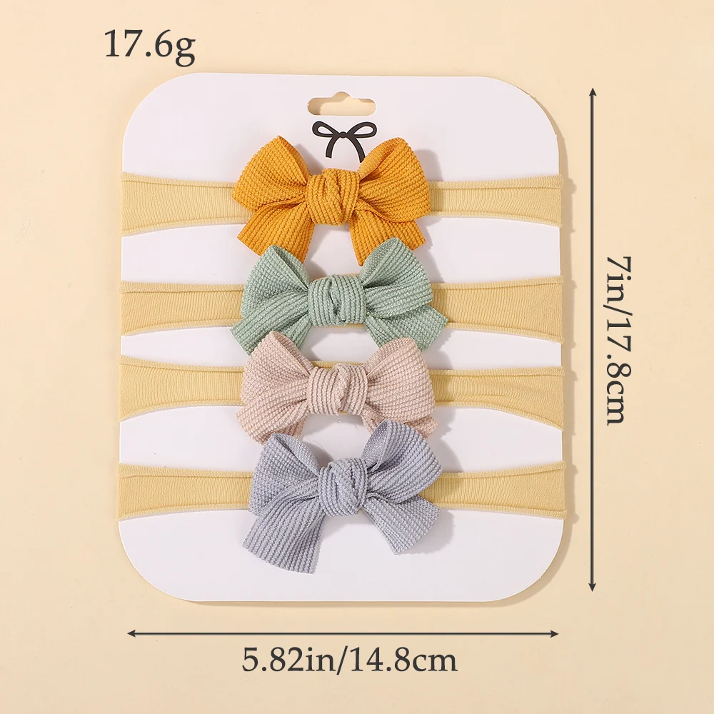 4Pcs/set Waffle Baby Bows Headband for Girls Autumn Winter Soft Elastic Newborn Hairband Toddle Infant Kids Hair Accessories