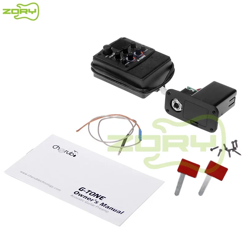 Querubim guitarra acústica pré-amplificador piezo captador reverb atraso coro 3 banda eq equalizador lcd sintonizador efeito para captadores de guitarra parte GT-6