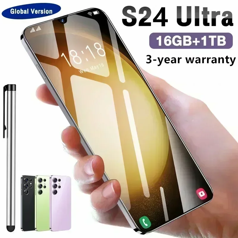 S24 Ponsel Pintar Ultra Baru 5G 6.8 Inci Android 13 Snapdragon 8 Gen2 10core Ponsel SIM Ganda Ponsel Buka Kunci 6800MAh