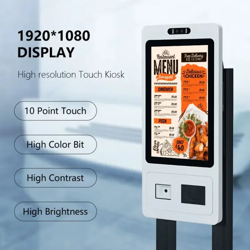 سعر المصنع 27 بوصة كشك الخدمة الذاتية للوحة اللمس بدون كاشفة مع الطابعة