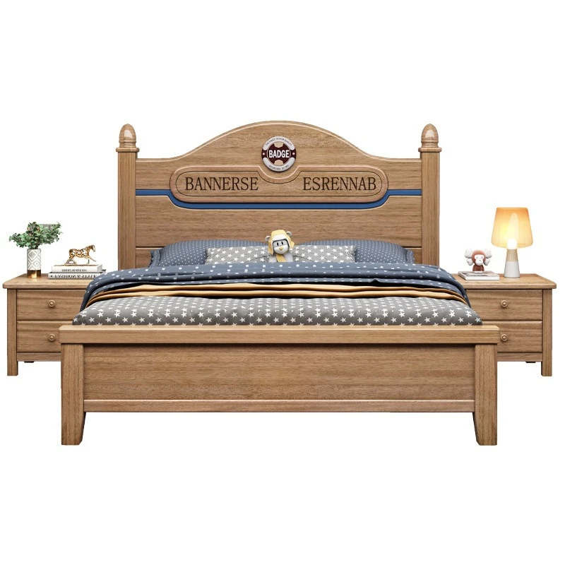 

Golden silk sandalwood bed modern simple small apartment all solid wood high box storage