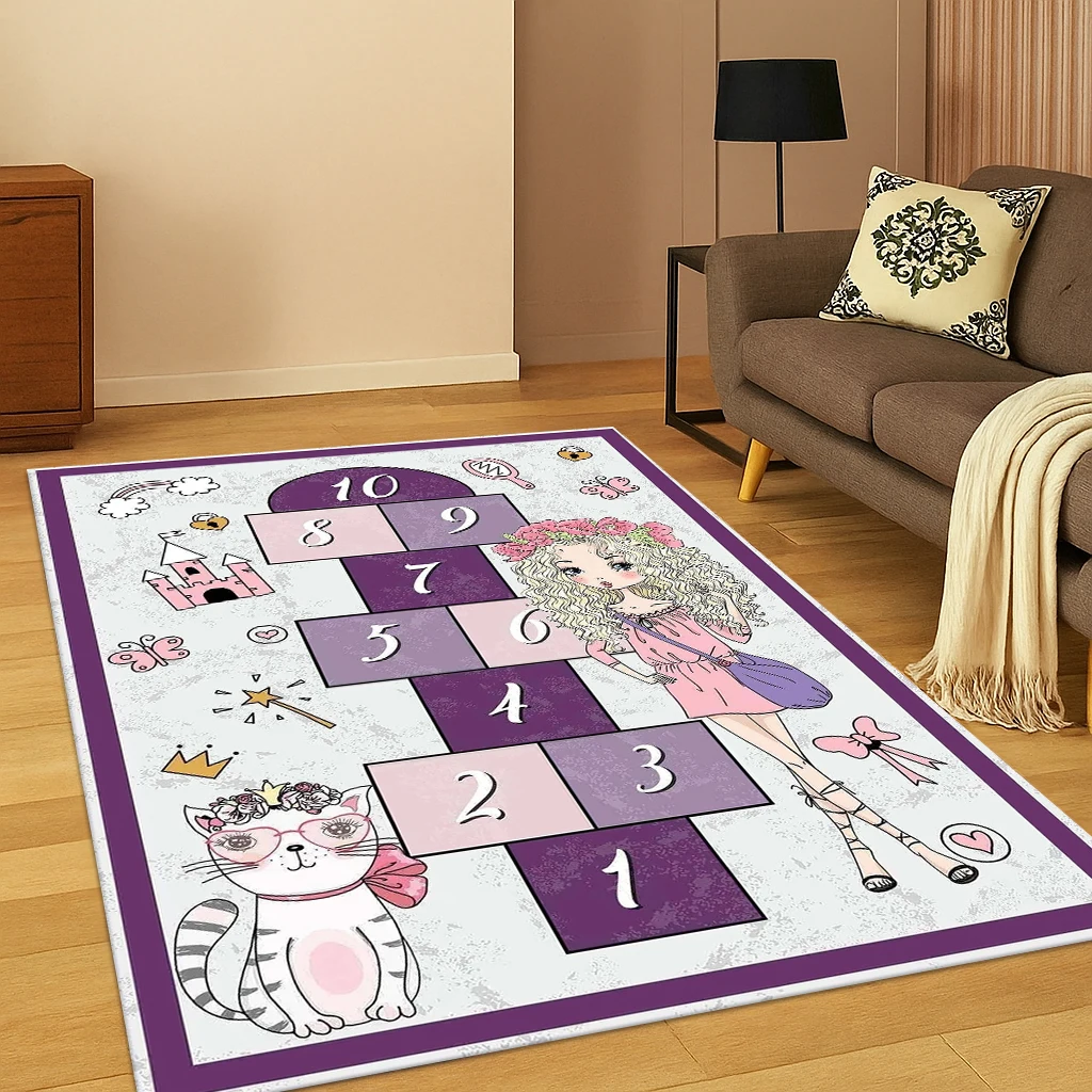 Kinder-Digitalspiele, Hopscotch-Teppich, Teppich für Wohnzimmer, Sofa, Zuhause, Schlafzimmer, Fußmatte, Küche, Dekor, Kinderspiel, rutschfeste Teppichmatte