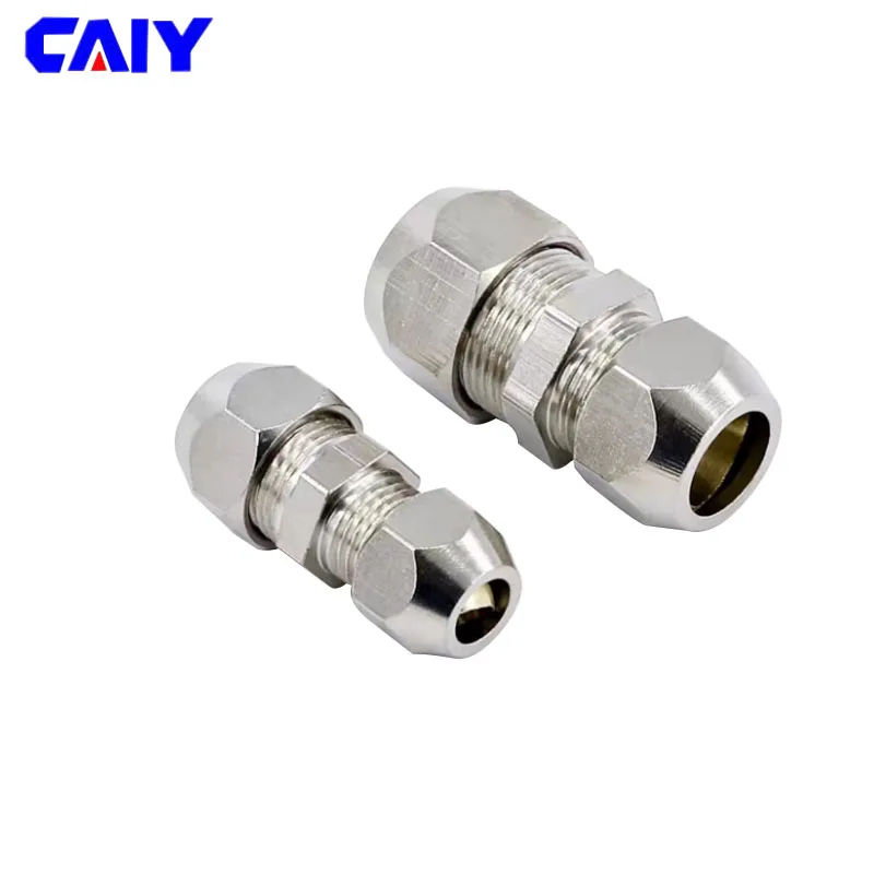 Pneumatic Tube Fittings 4 6 8 10 12 14 16mm Brass Ferrule Compression Oil Water Gas Fitting T-type L-type Cross-type Connector