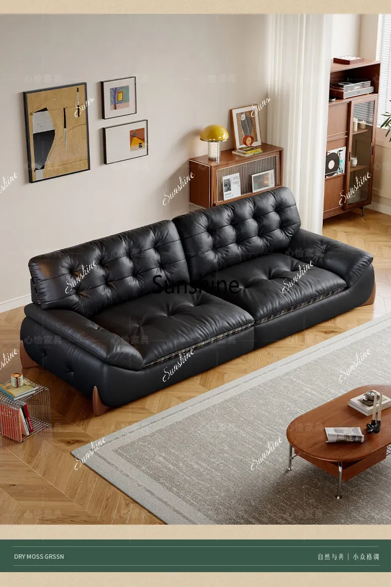 YYMedieval straight-row leather sofa small apartment living room home swing