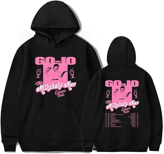 Merch Go-Jo The Milkshake Man EU 투어 2025 유니섹스 셔츠 긴 소매 캐주얼 그래픽 후드