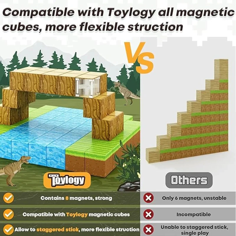 Bloques magnéticos-Build Mine Magnet World Set para niños y niñas mayores de 3 años, juguetes sensoriales para niños pequeños, regalos, juguetes de construcción