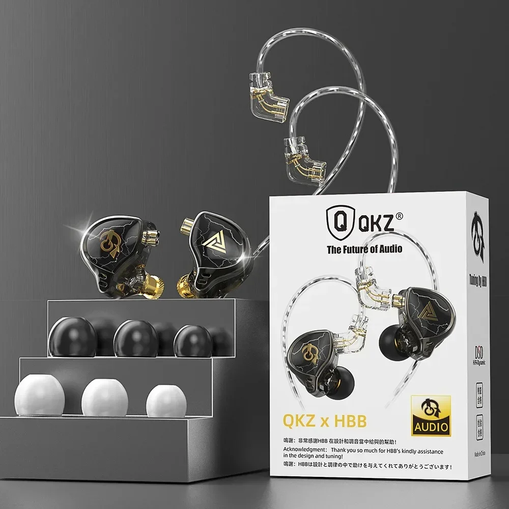 

QKZ x HBB Earphones 1 Dynamic HIFI Bass Earbuds In Ear Monitor Headphones Sport Noise Cancelling Headset